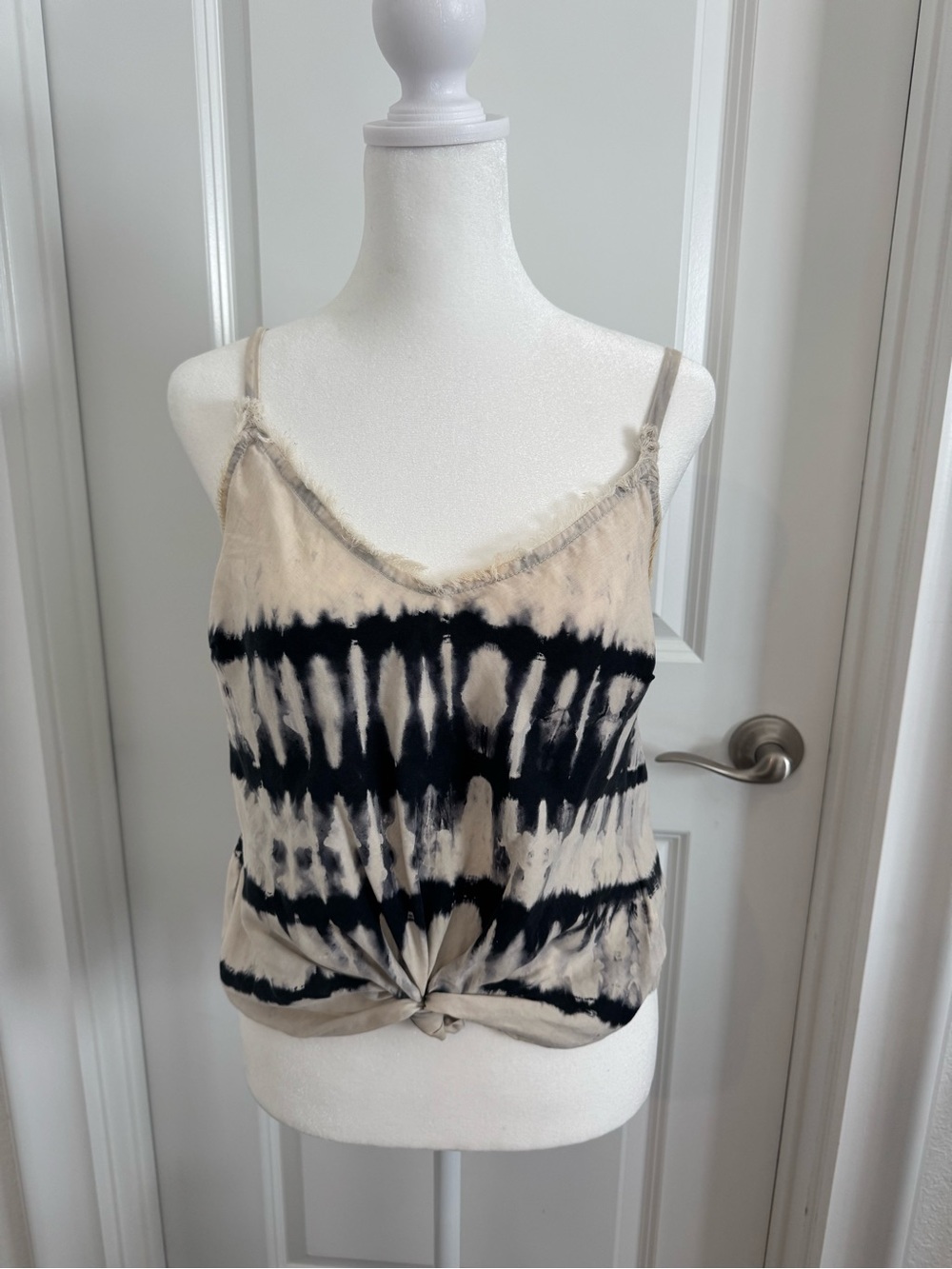 Bella Dahl Tie Dye Black and Cream Tank Top XS